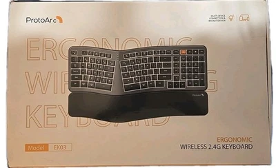 ProtoArc Ergonomic Backliit Wireless Keyboard, EK03, Bluetooth (New) - Image 1 of 4