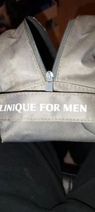 CLINIQUE Men's Zippered Shaving/Travel Bag, Grey 12"x6"x6". - Picture 1 of 3