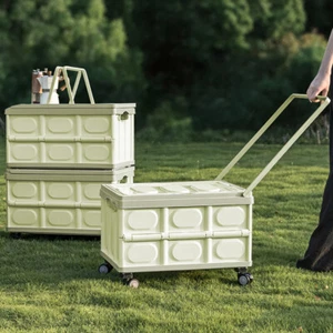 Multipurpose Folding Boot Cart Shopping Trolley Fold Up Storage Box Wheels Crate - Picture 1 of 14