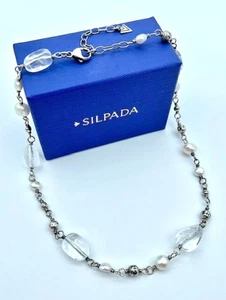 Silpada Sterling Silver, Freshwater Pearls & Quartz, Beaded Chain Necklace N1602 - Picture 1 of 7