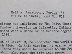 1970 PHI DELTA THETA POSTKARTE NEIL ARMSTRONG MOND FÜR R CHIPPERFIELD KANTON IL - Bild 1 von 3