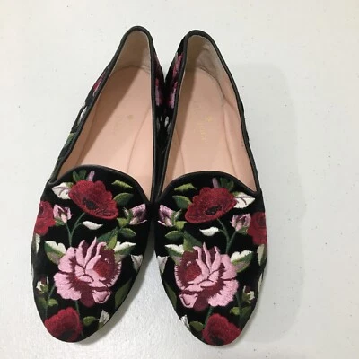 Kate Spade Swinton Floral Embroidered Velvet Ballet Flats Loafers Size 7M READ - Image 1 of 4