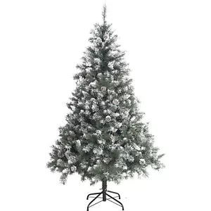 6ft Holiday Christmas Tree Prelit Snow Flocked Artificial W/ 250 LED Lights - Picture 1 of 12