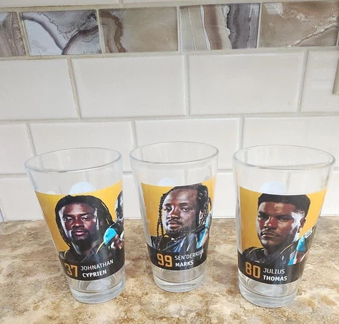 3 Vintage NFL  Jacksonville Jaguars  Papa Johns Promo Drinking Glasses Cover
