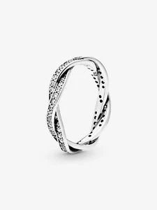 PANDORA Funkelnder Gedrehter Linien Ring Silber poliert Breite 4,2 mm 190892CZ - Bild 1 von 4