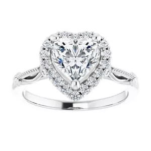 1 ct Heart Cut D-VVS1 Moissanite Wedding Engagement Ring S925 Sterling Silver - Picture 1 of 12
