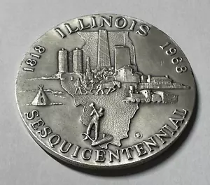 1968 ILLINOIS SESQUICENTENNIAL MEDAILLE 0,999 SILBER 4+ OZ SILBERMEDAILLE KUNST CO - Bild 1 von 6