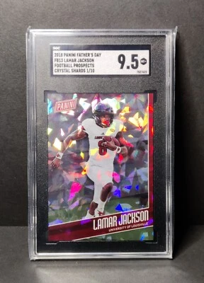 2018 LAMAR JACKSON RC Panini Father's Day FB13 Cracked Ice 01/10 Louisville  - Image 1 of 2
