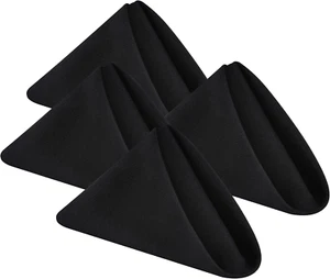 Cloth Napkins Set of 4 Black Faux Linen Napkins Washable Dinner Napkins 17X17 In - Picture 1 of 7