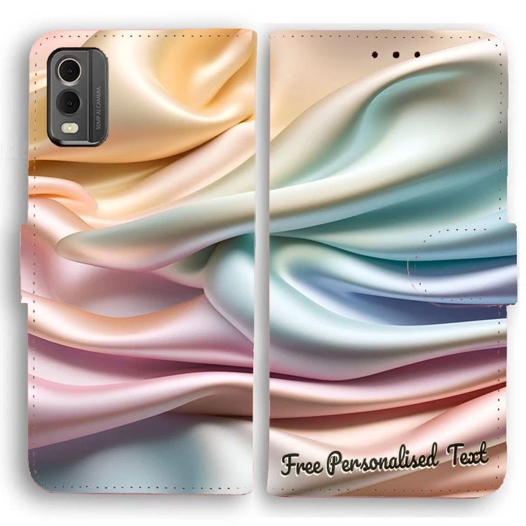 Personalised Text Wallet Phone Cover For LG Series - Abstract Silk Sateen - Image 1 of 1