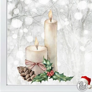 Decorazione grande finestra natalizia Dizzy Duck - decalcomania adesiva finestra agrifoglio Natale - Foto 1 di 7