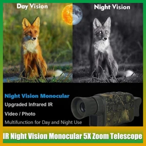IR Night Vision Monocular 5X Zoom Telescope Digital Camera Hunting HD Video 4K - Picture 1 of 12