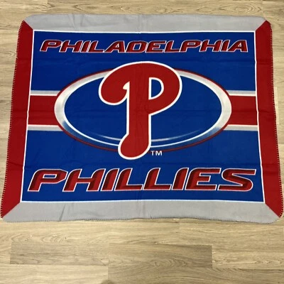 MLB Phillies Philadelphia Super  Throw Blanket 44” x 56” CLEAN - Image 1 of 4