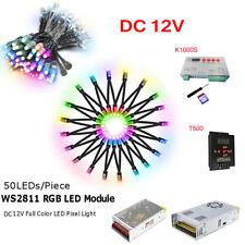 DC12V 1000pcs WS2811 RGB LED Pixel Light Addressable 12mm Dream Color Black Wire