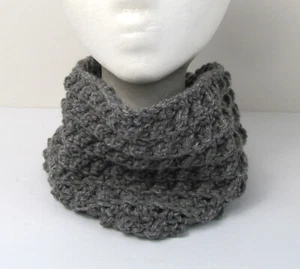 Halswärmer Schal warm Handarbeit weich grau Garn Herren Damen Uni Winterkleidung neu J - Bild 1 von 6