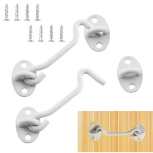 3 Inch Hook and Eye Latch 2PCS Stainless Steel Heavy Duty Barn Door Lock Priv... - Picture 1 of 7