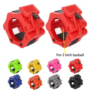 Olympic 1-2" Inch Barbell Clamps Quick Release Standard Bar Weight Plates 1 pair - Picture 1 of 25