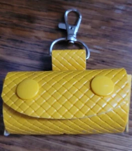 New Dog Poop Bag Holder & Bags Handmade vinyl Pickup Keys Golden Yellow Quilt - Picture 1 of 4