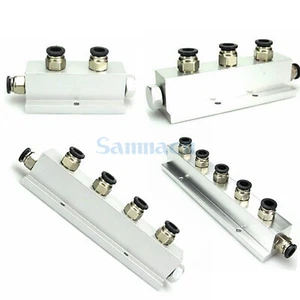 Push Fit 8mm 2/3/4/5 Way Solid Aluminum T-Shape Air Manifold Block Splitter - Picture 1 of 9