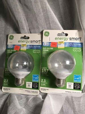 GE ENERGY SMART LED G25 Globe 3000k 2.3 watts 95 lumens NEW 2 packages #63014 - Image 1 of 4