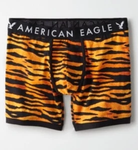 American Eagle Boxer Briefs Orange Tiger Print 6” Horizontal Fly Extra Small XS - Picture 1 of 1