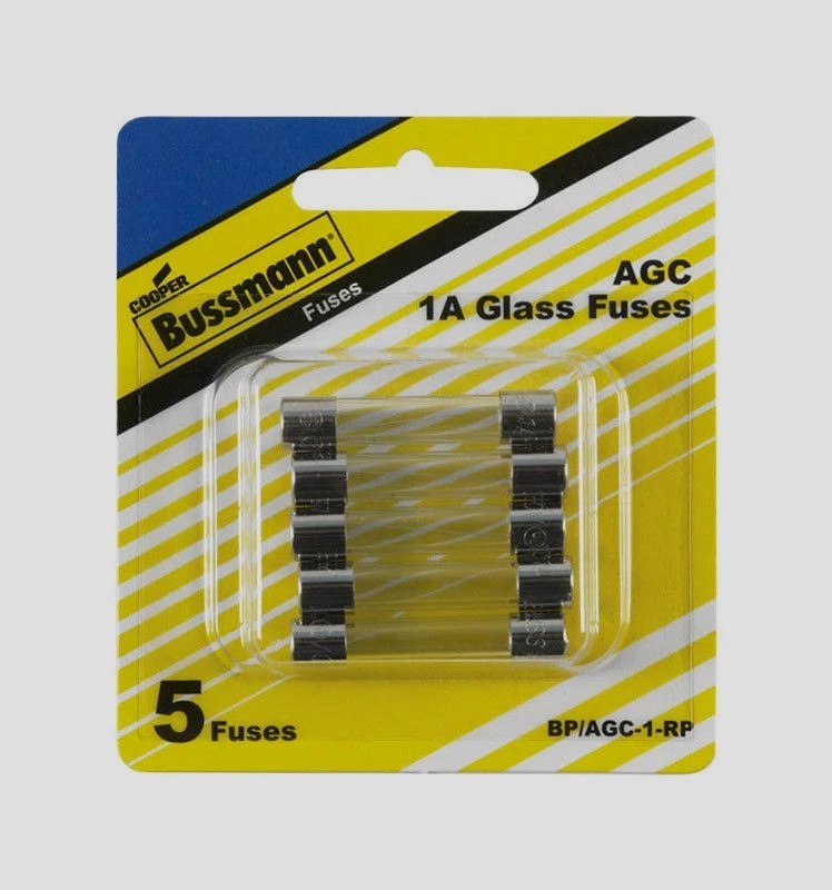5pk Bussmann Buss Fuses BP/AGC-1-RP, 1 Amp AGC Glass Fuse Mini Automotive NEW!!! - Image 1 of 1
