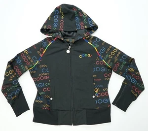 Rare Vintage COOGI Spell Out Logo All Over Print Hoodie Sweatshirt 2000s Youth M - Picture 1 of 14