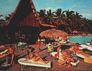 Postcard Pool View Lanai View Kona Inn Kailua Kona Hawaii HI Polynesian Tiki Bar - Picture 1 of 3