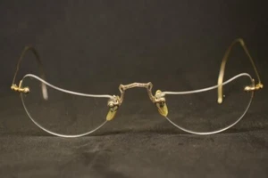 Unique Vintage Gold Rimless Eyeglasses Antique Frameless Glasses W Plano Lenses - Picture 1 of 5