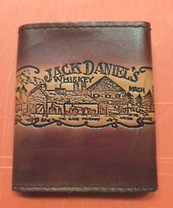Vintage 80s JACK DANIELS Whiskey Tri-fold Leather Wallet Never Used Rare. 