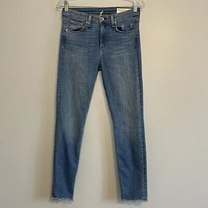 Rag & Bone Womens Cate Mid Rise Ankle Skinny Jeans Sz 27 Raw Hem Med Wash - Picture 1 of 11