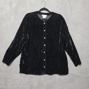 Vintage Central Falls Womens Top Size Small Black Velvet Velour Long Sleeve - Picture 1 of 7