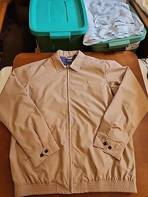 Chaqueta cortavientos Chaps para hombre GRANDE alta L/S bronceada cremallera completa forrada a cuadros usada en excelente estado. GB30 Foto 1 de 4