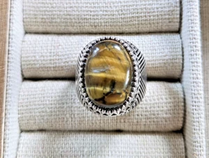 Men's Tiger's Eye Ring Size 8 Natural Gemstone - Picture 1 of 3