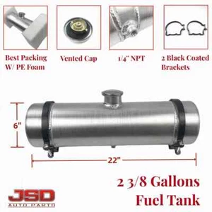 6x22'' 2 3/8 Gallons 1/4 NPT Round Fuel Tank Center Fill Aluminum Spun Gas Tank - Bild 1 von 6