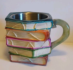 3D Book Mug, Novelty Stacked Books Coffee Mug Glass Coffee Tea Cup Unique Gift - Picture 1 of 18