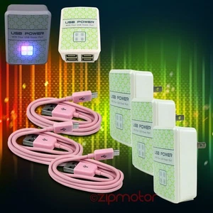 3X 4 USB PORTS WALL ADAPTER+3FT CABLE POWER CHARGER DATA PINK GALAXY NOTE NEXUS - Bild 1 von 1
