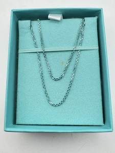 Authentische Tiffany & Co Sterlingsilber blaue Emaille funkelnde 30" Kette mit Box - Bild 1 von 10