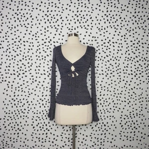 Cravatta Free People nuova con etichetta blu metallizzato buco della serratura davanti dire quando top taglia XSmall - Foto 1 di 11