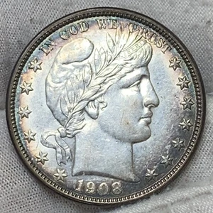 1908-O 50c Barber Half Dollar ** XAKHE3508 ** Beautiful Color! - Picture 1 of 7