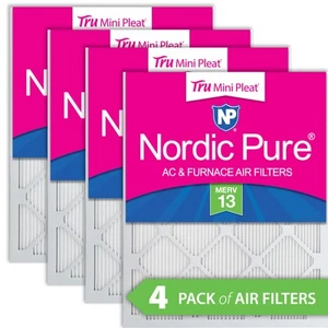 16x24x1 (15_3/8x23_3/8) Nordic Pure Tru Mini Pleat MERV 13 Air Filters 4 Pack - Picture 1 of 7