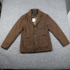 Z-Brand Blazer Herren mittelbraun Nadelstreifen Ellenbogen Patches 3 Knöpfe gefüttert Z052-265 - Bild 1 von 12