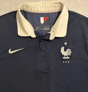 France FFF Football Blues Polo Shirt Mens XL Soccer Home Jersey Blue Embroidered - Picture 1 of 9