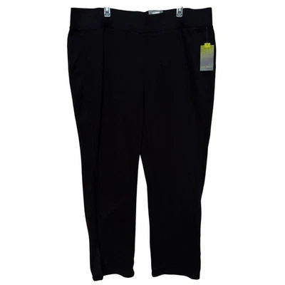 Pantalones informales Tek Gear para mujer negros rectos tiro medio tejidos elásticos talla 2X Foto 1 de 4