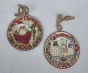 Jim Shore Heartwood Creek Dated Christmas Ornament Set Of 2 - 2006 & 2008 - Picture 1 of 2
