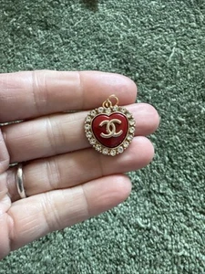 chanel zipper pull charm Stamped Red Rhinestone - Picture 1 of 3