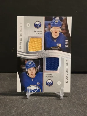 2023-24 Upper Deck Premier Dual Jersey Rasmus Dahlin / Owen Power #91/99 Sabres - Image 1 of 4