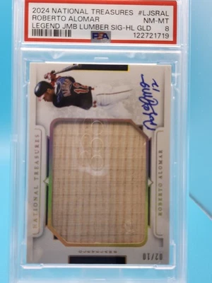 2024 Panini National Treasures Roberto Alomar Holo Gold Auto Relic 2/10 PSA 8 Foto 1 de 2