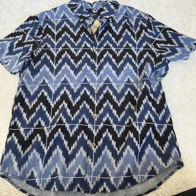 NWT American Eagle Large Classic Fit Blue patterned button up down Men’s shirt - Image 1 of 4