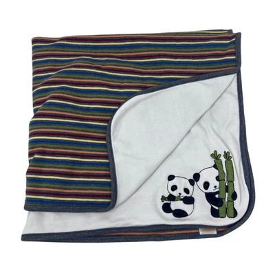 Gymboree Blanket Panda Bamboo Stripes Reversible Cotton Baby Throw 2007 - Image 1 of 4